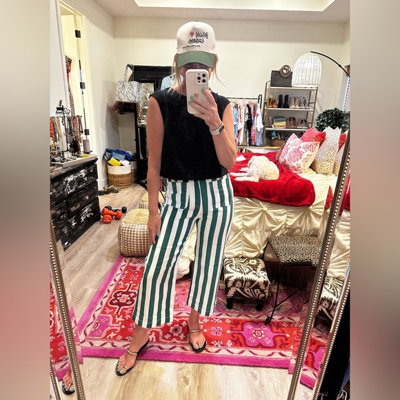 Pants - Striped Green and White Women's Pants